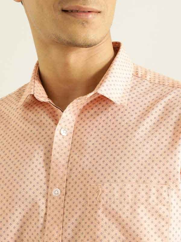 Indian Terrain Men All Over Print Orange Shirt